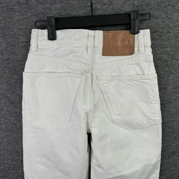 Zara "The Pepper Mom" Womens White Distressed High-Waisted Jeans Size 0‎ Casual - Picture 3 of 7